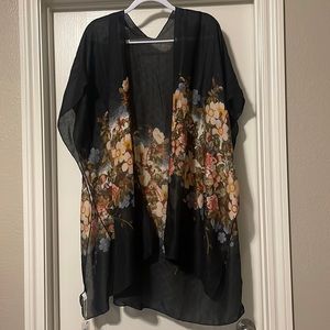 Darkened Spring Floral Kimono